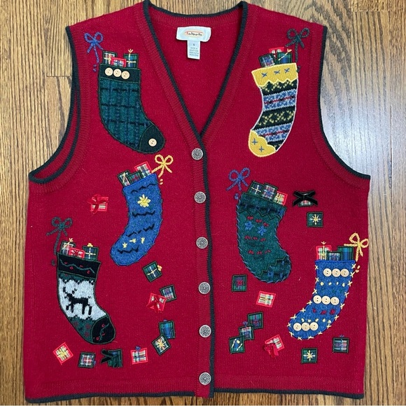 Talbots Red Wool Vest Holiday Christmas Size Small - Picture 1 of 11